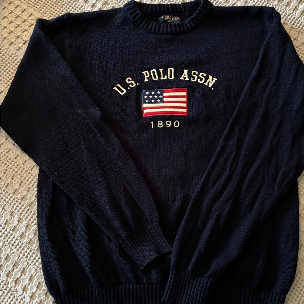 U.S. Polo Assn. Blue Crewneck Sweater with Graphic Design